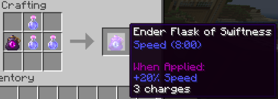 When you fill an ender flask with a certain potion, the eye in the center takes the color of that potion